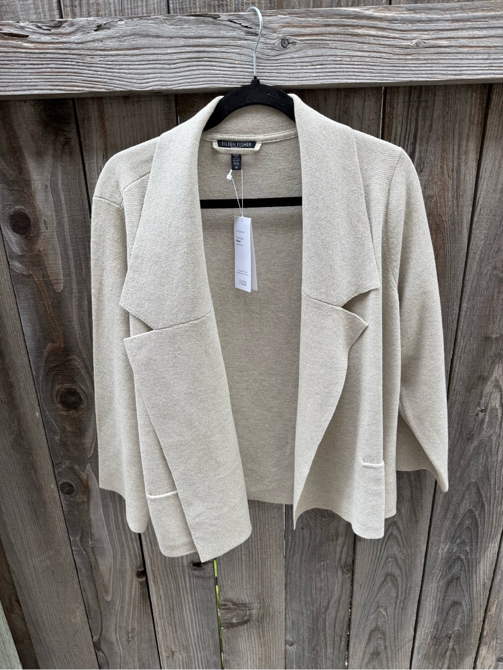 Eileen Fisher Neutral Open-Front Draped Lightweight Cardigan